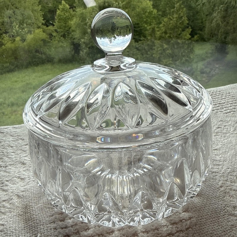 Vintage Gorham Lead Crystal Candy Bowl Trinket Dish with‎ Lid 5.5 X5.5"